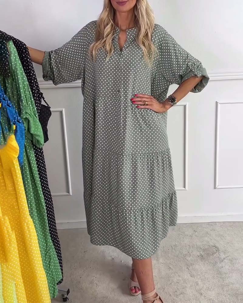 Miralyn - Straight polka dot mid-sleeve dress