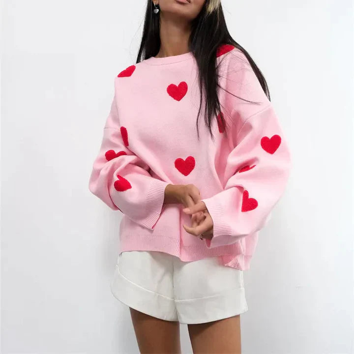 Abigail - Heart Pattern Knitted Sweater
