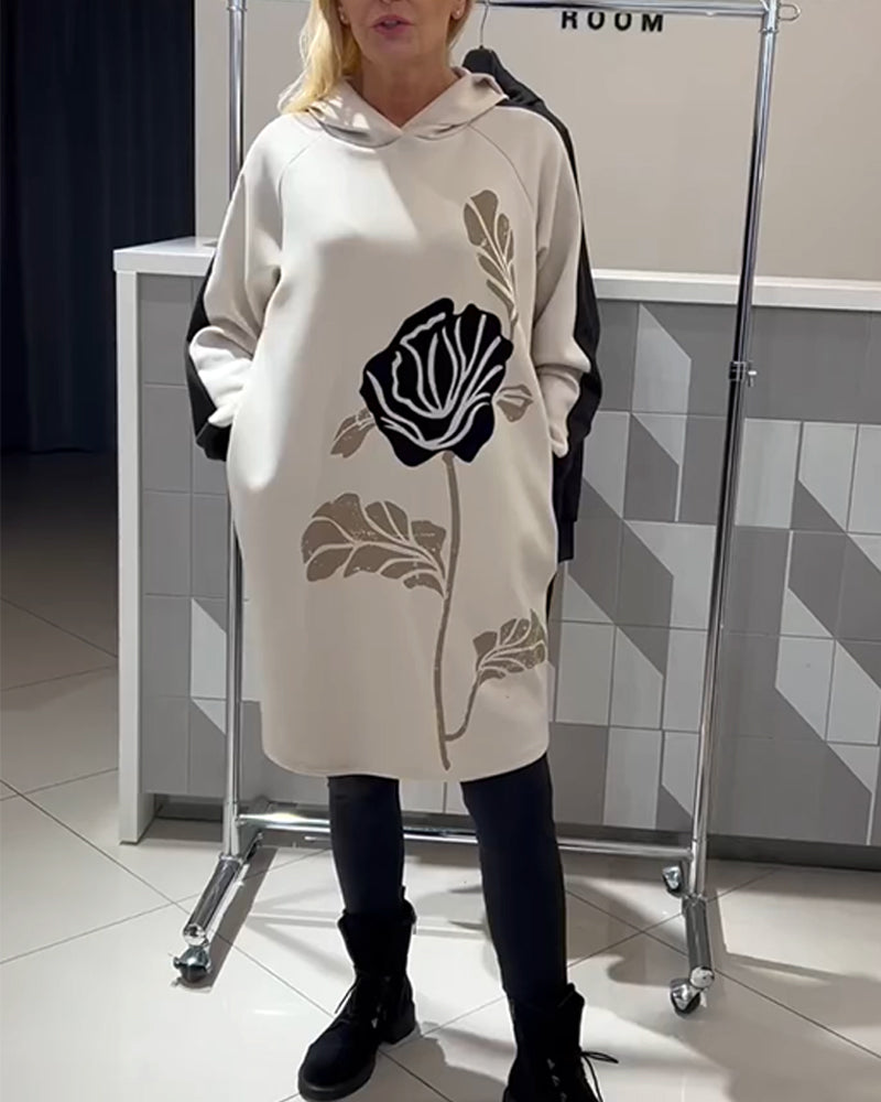 Kalirissa - Hooded Dress with Floral Print