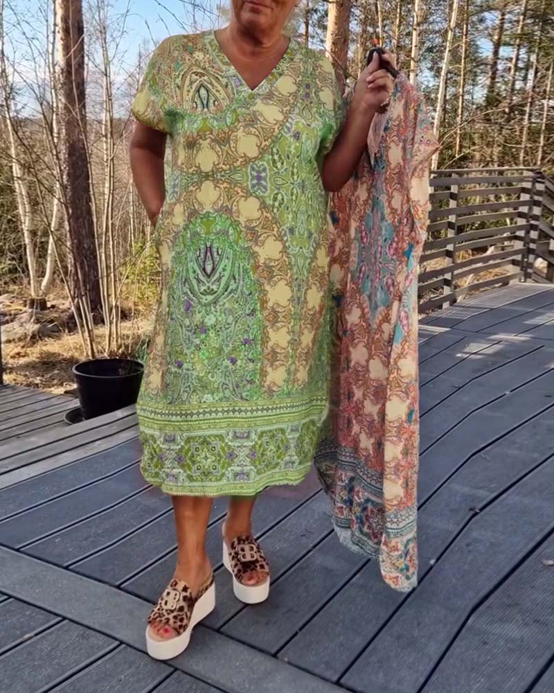 Ailina - Printed V-neck dress