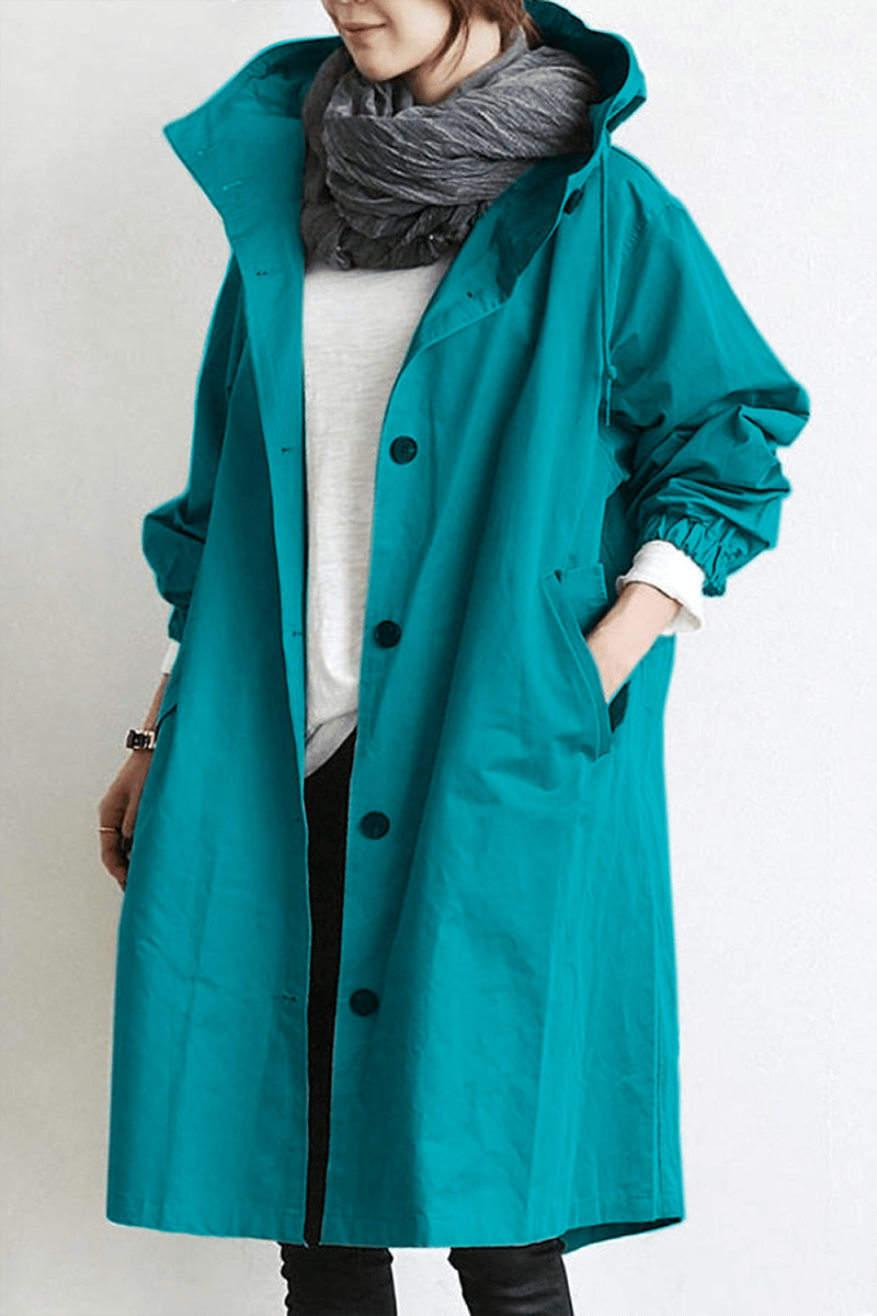 Henriette - Elegant women's long cardigan with collar and pockets