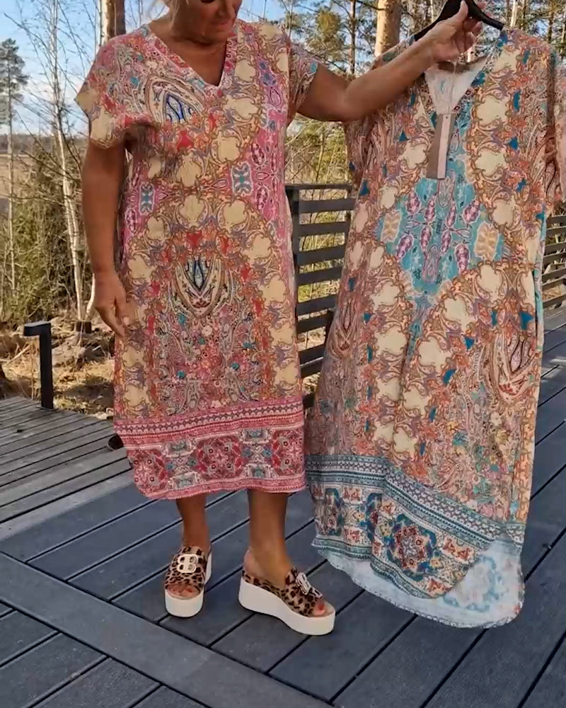 Ailina - Printed V-neck dress