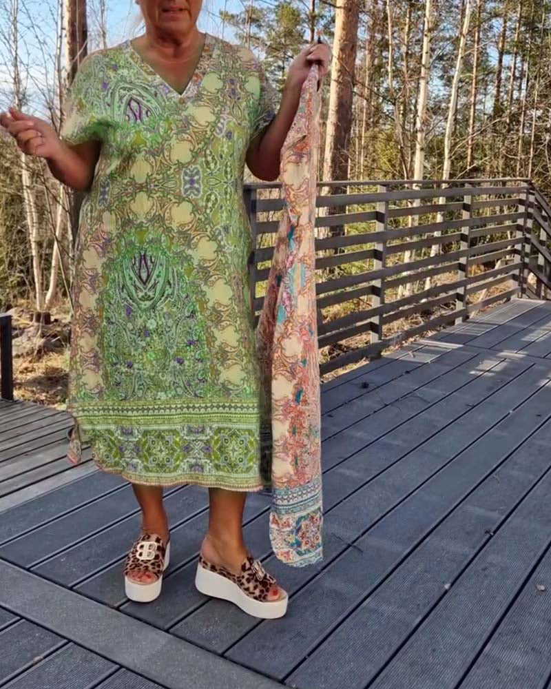 Ailina - Printed V-neck dress