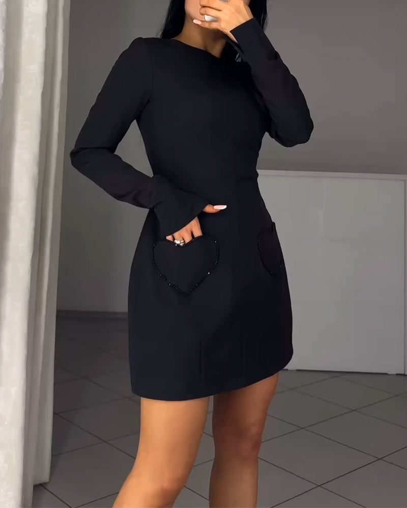Lunivara - Chic Long Sleeve Dress with Belt