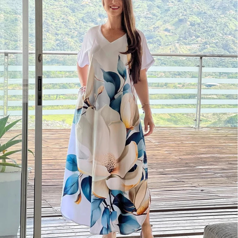 Tirena - Short Sleeve Printed Casual Dress