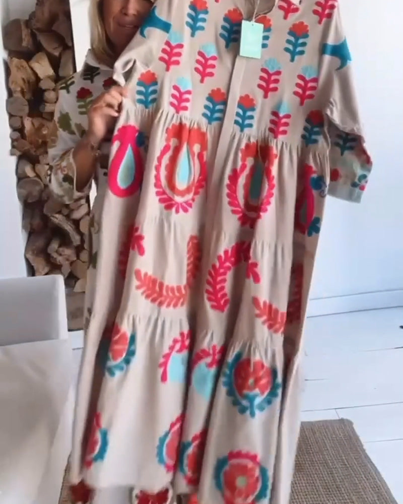 Gracina - Graphic Floral Print Dress