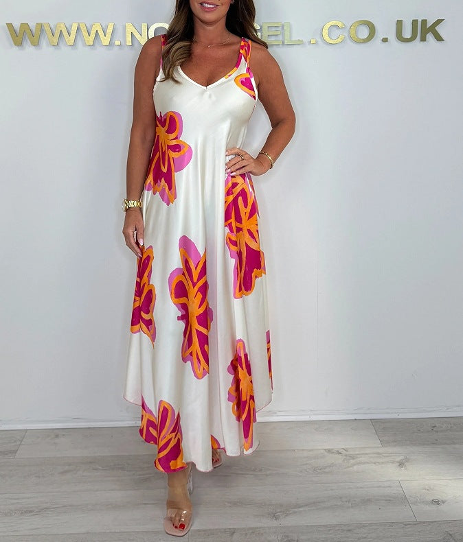Carisia - Printed Strappy Maxi Dress for Light Summer Elegance