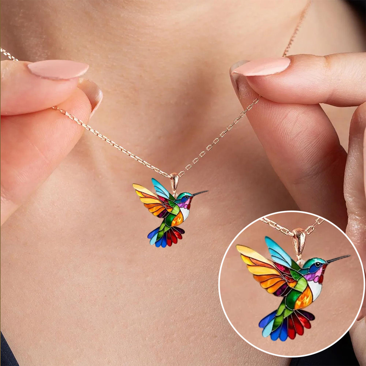Helirianne - Elegant Hummingbird Necklace and Earrings