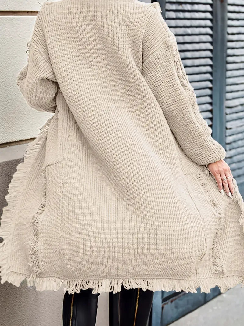 Reine - Long Fringed Cardigan - Casual and Trendy Style