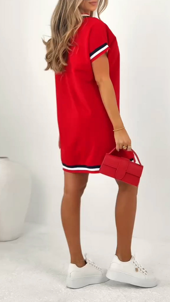 Daelora - Casual Summer Dress with Contrast Trims