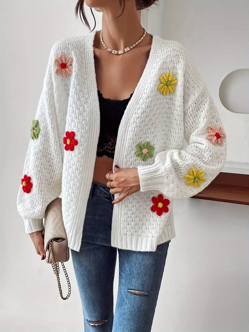 Risette - Floral Pattern Knitted Cardigan