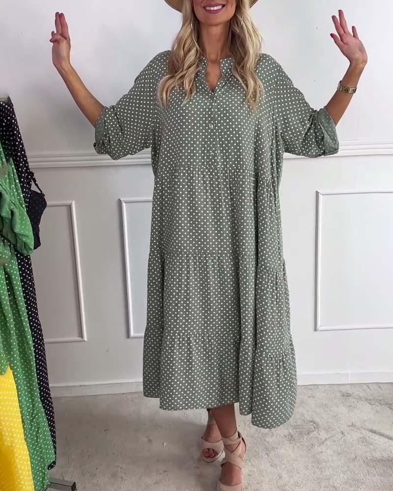 Miralyn - Straight polka dot mid-sleeve dress