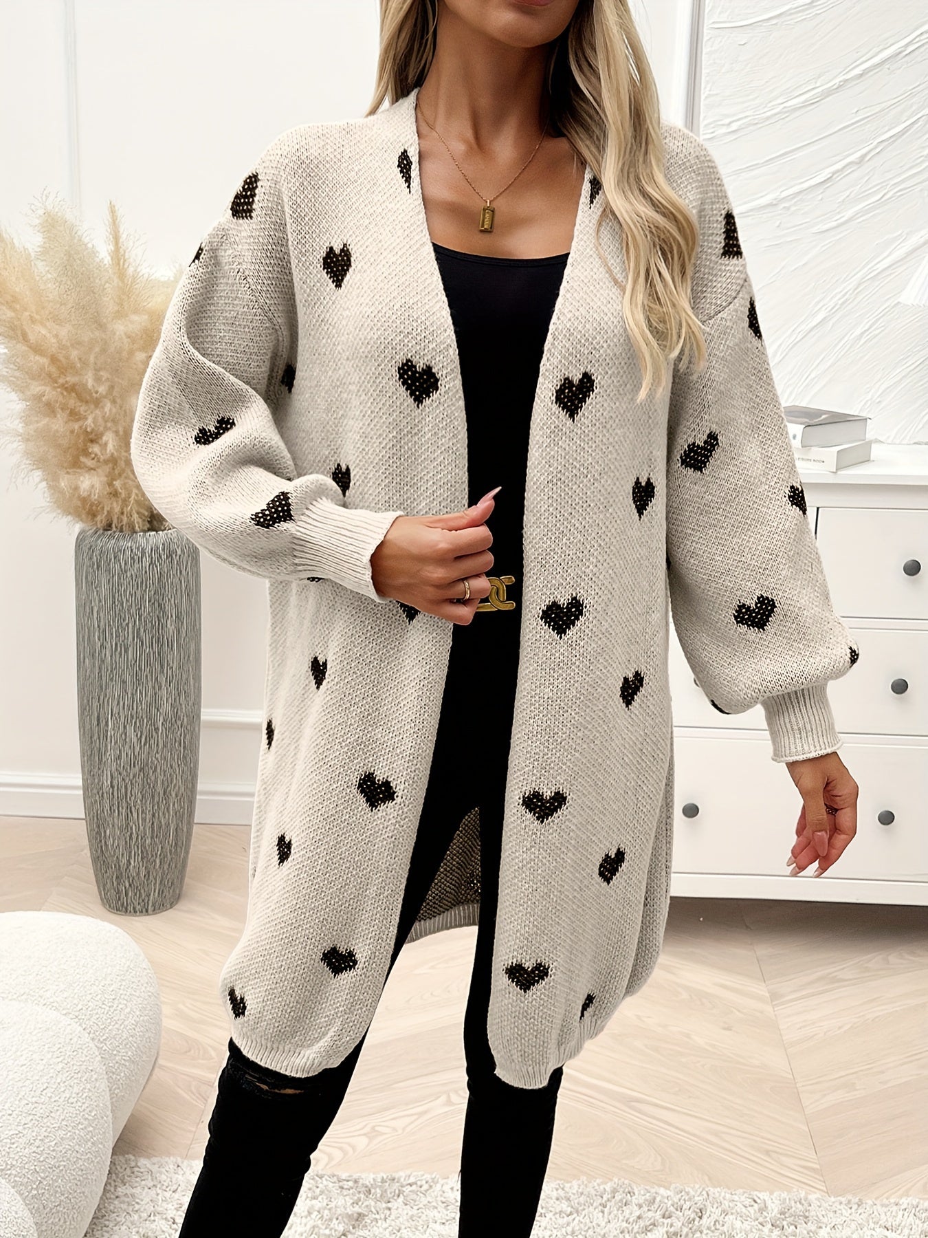 Rochelle - Heart Pattern Knit Cardigan