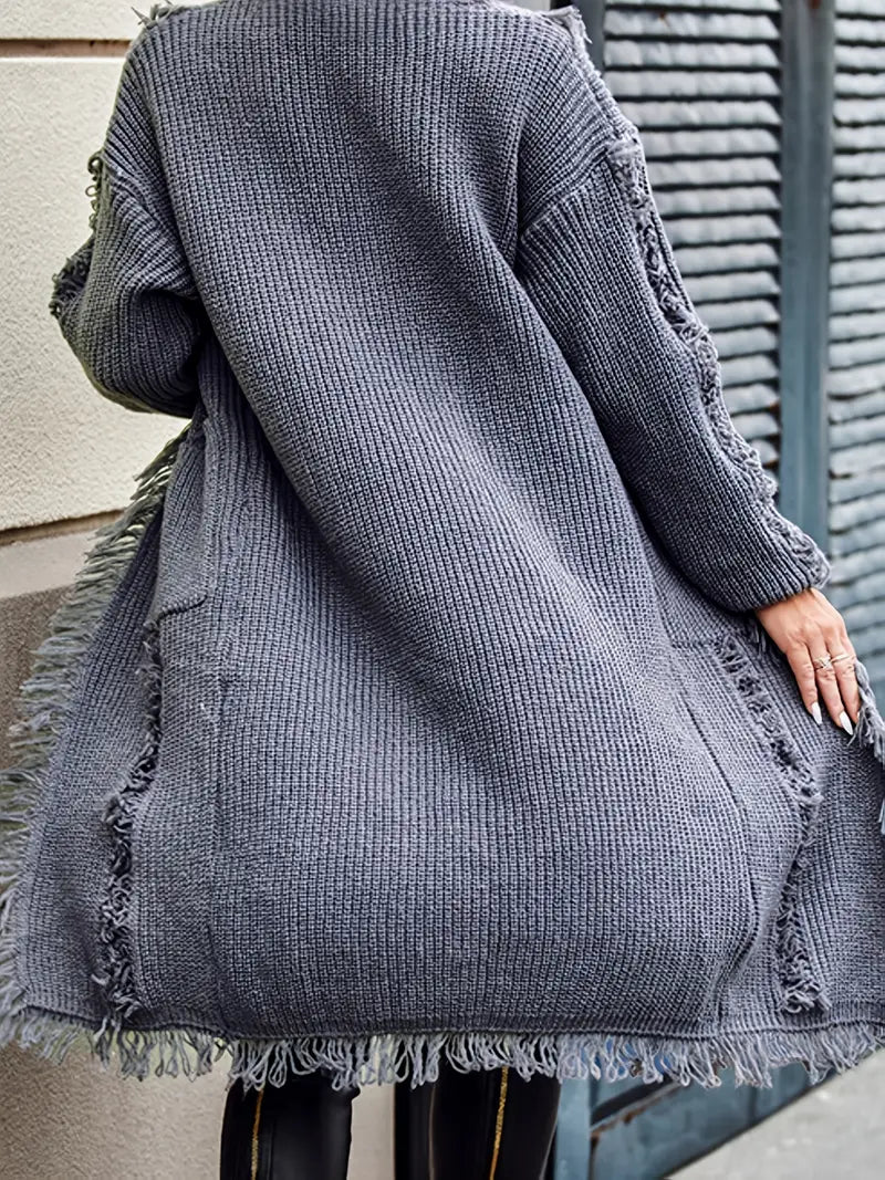 Reine - Long Fringed Cardigan - Casual and Trendy Style