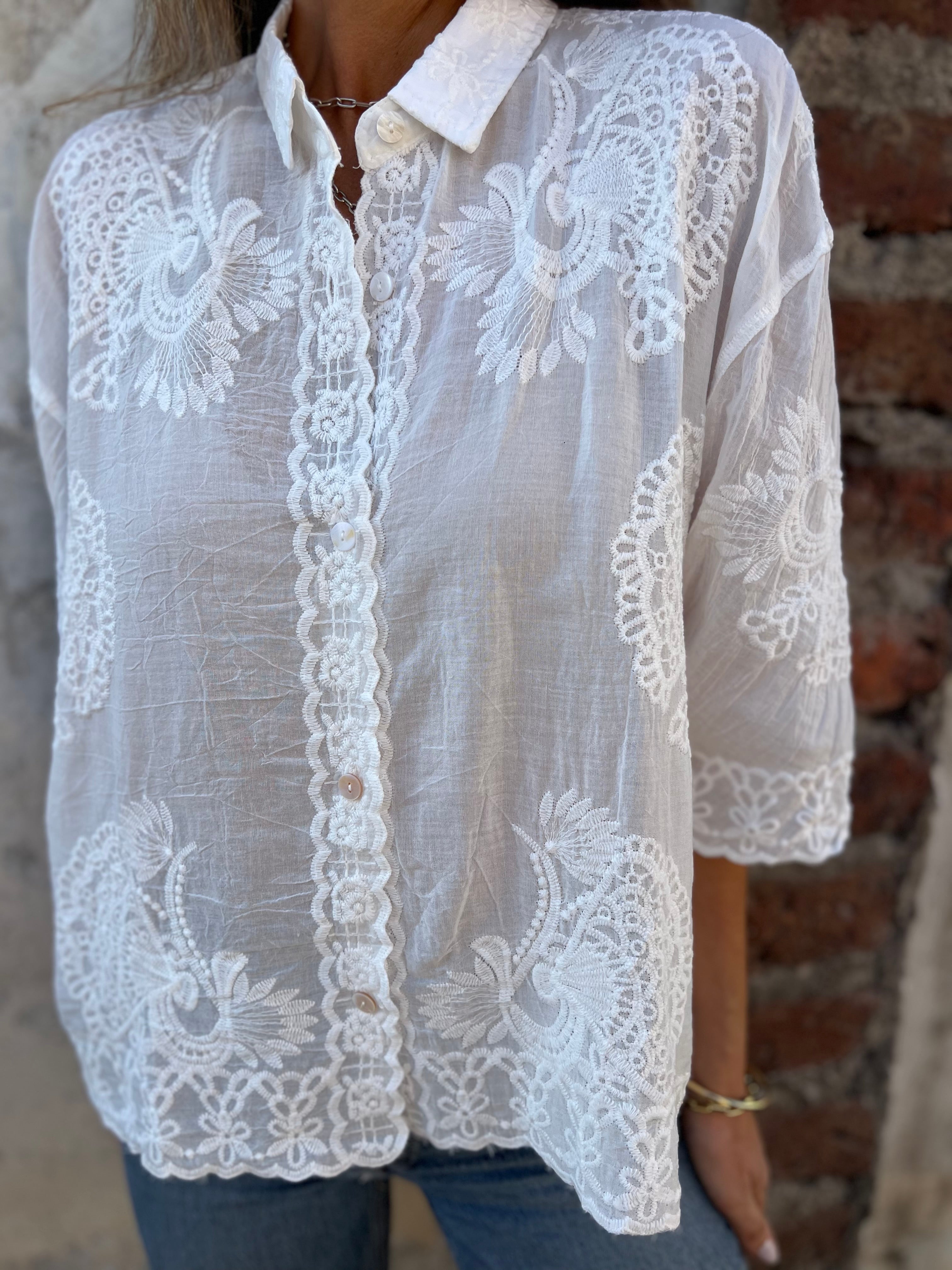 Audette - Elegant Embroidered Lace Blouse