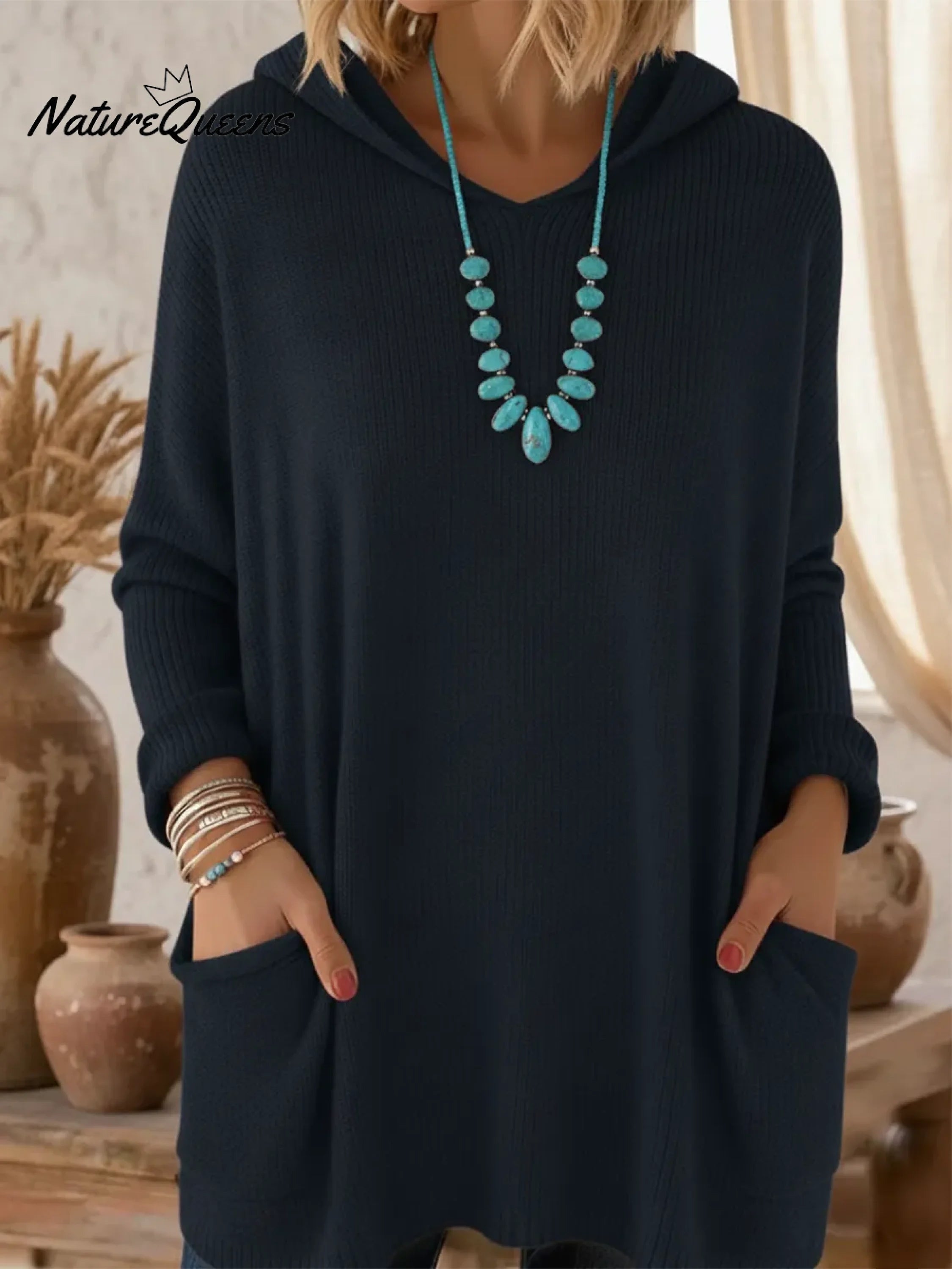 Fioranelle - Soft Hooded Sweater with Pockets