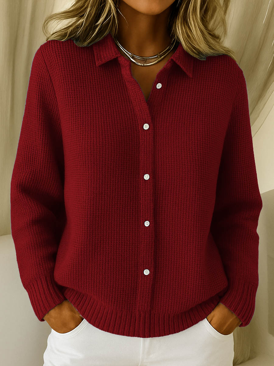 Rhosalyn - Chic Shirt Collar Cardigan with Long Sleeves