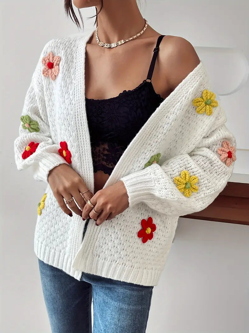 Risette - Floral Pattern Knitted Cardigan