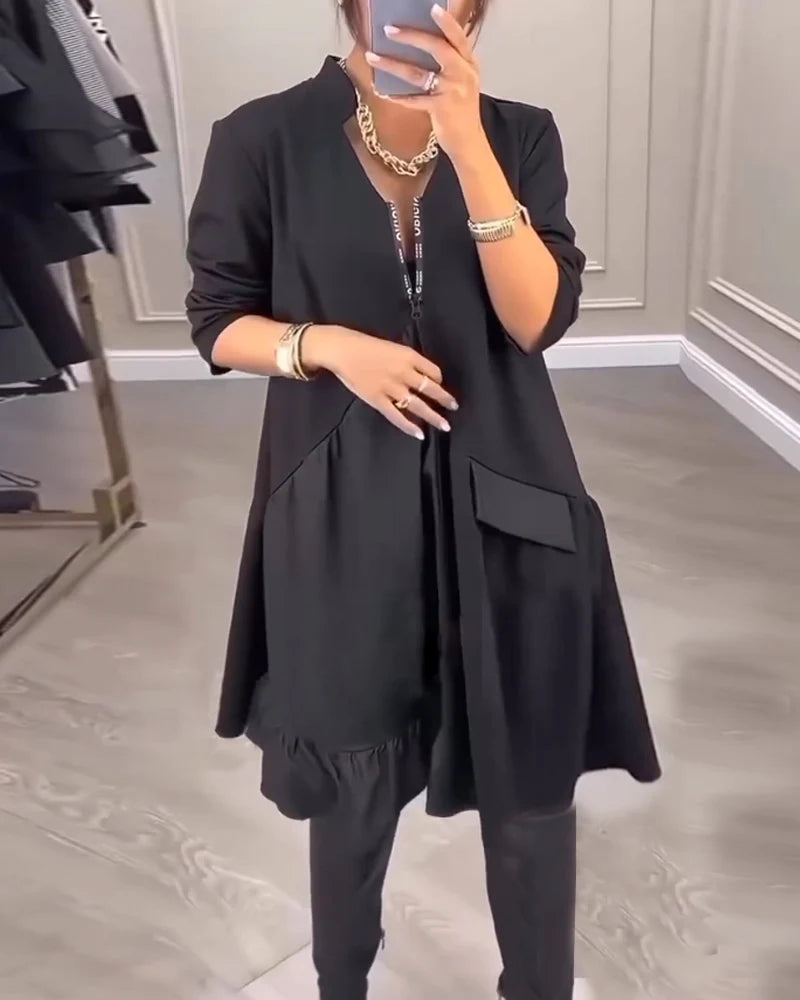 Jovianne - Elegant Women's V-Neck Dress