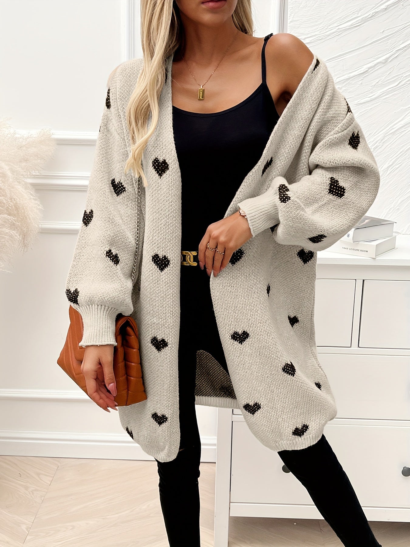 Rochelle - Heart Pattern Knit Cardigan
