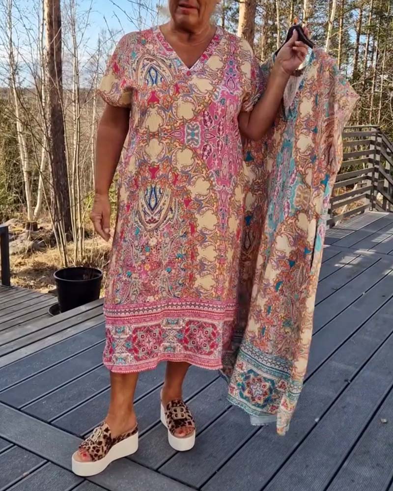 Ailina - Printed V-neck dress