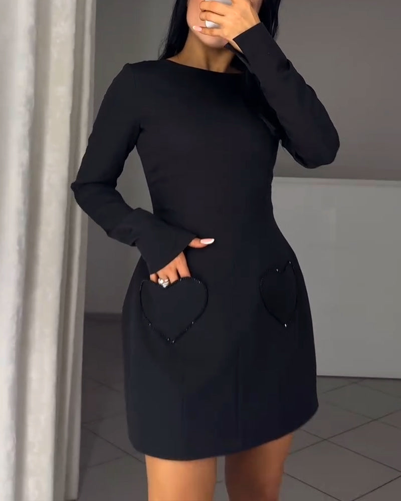 Lunivara - Chic Long Sleeve Dress with Belt