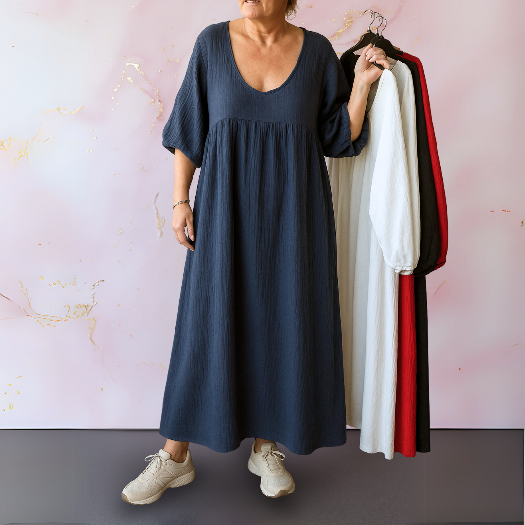 Cléo - Solid Color Dress with V-Necks