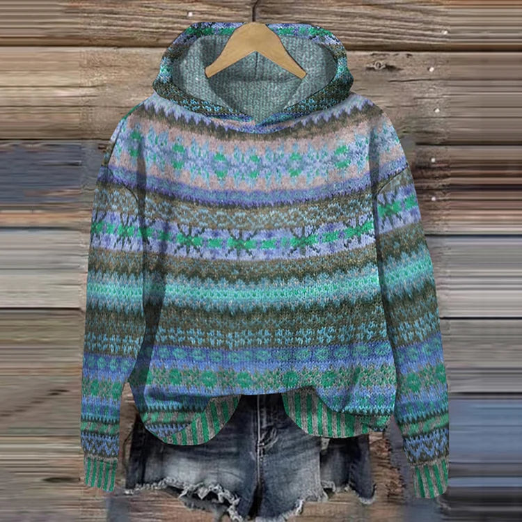 Aurelissa - MultiColour Ethnic Hoodie in Soft Knit