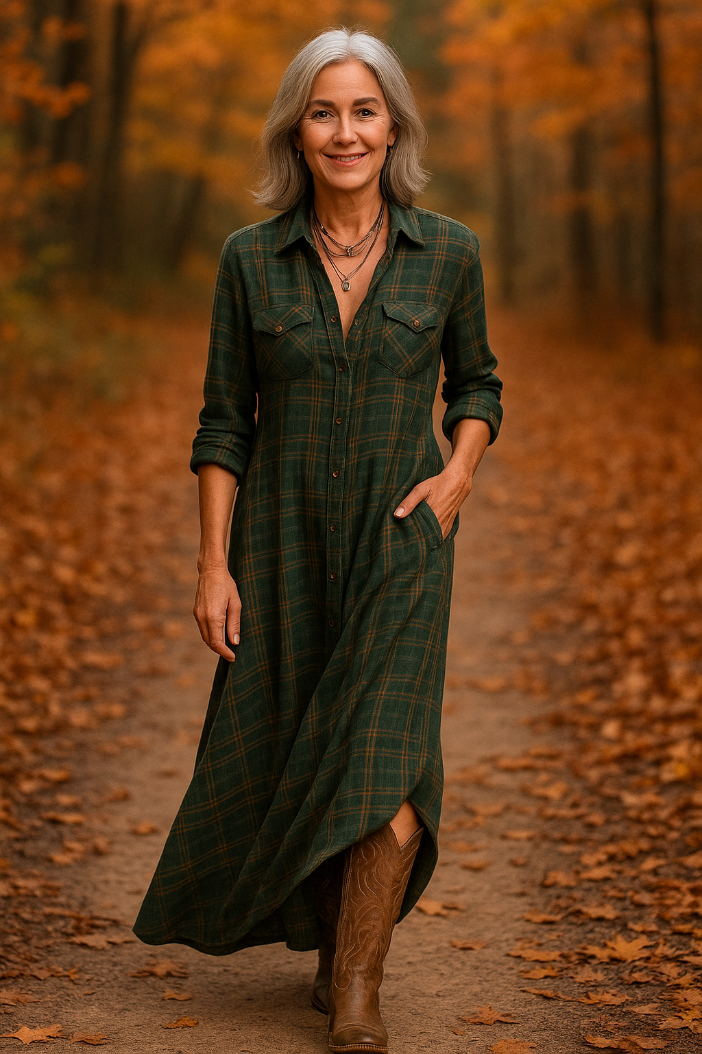 Dahlira - Elegant Long Dress with Button-Down Collar