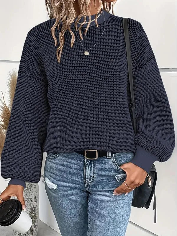 Bijou - Women's Knitted Sweater with Lantern Sleeves