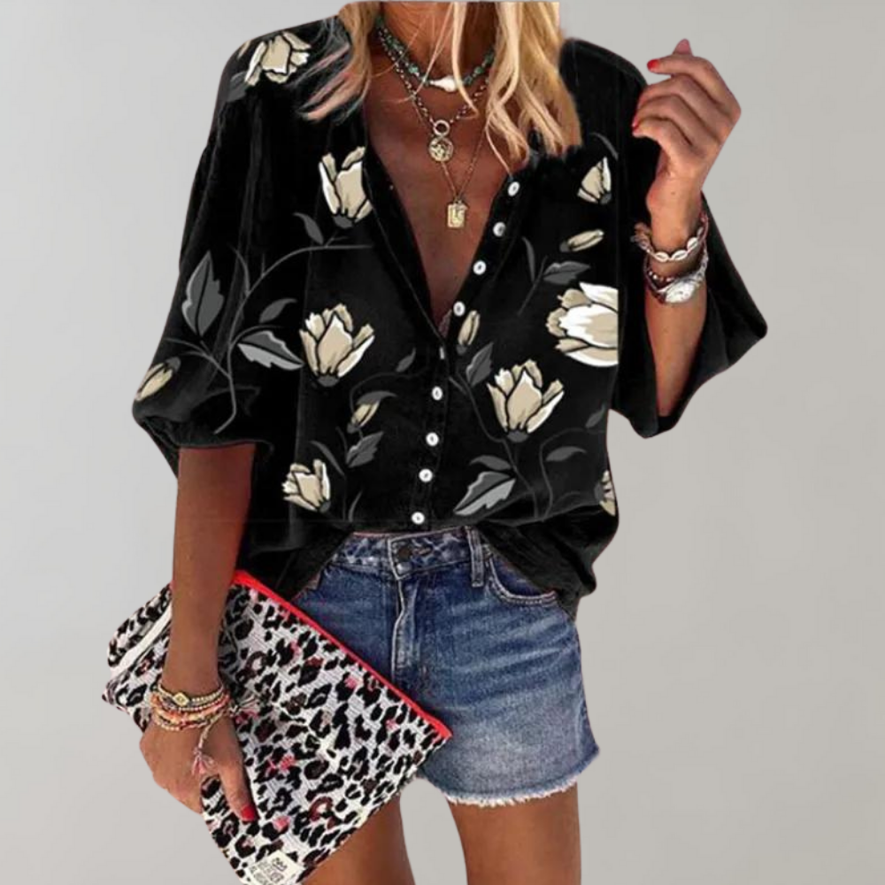 Yelena - Women's Floral Print Summer Blouse