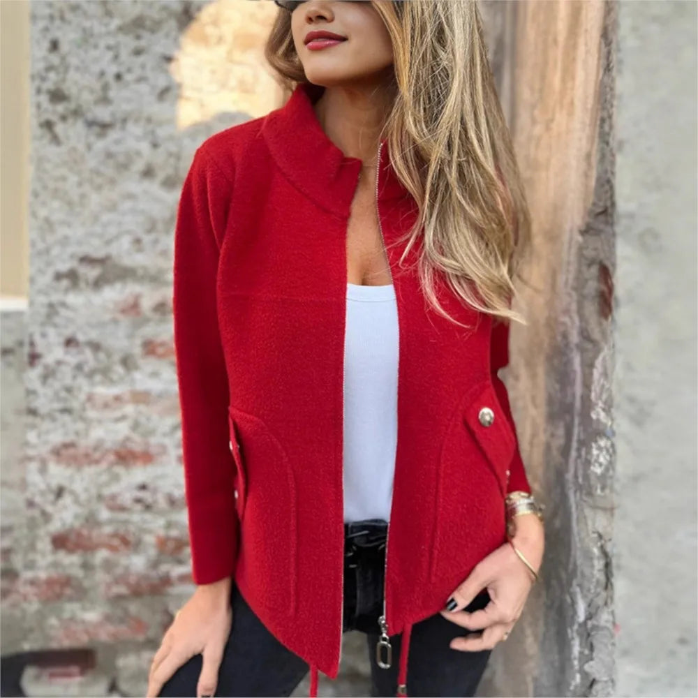 Alveria - Women's winter jacket with high collar and stylish pockets