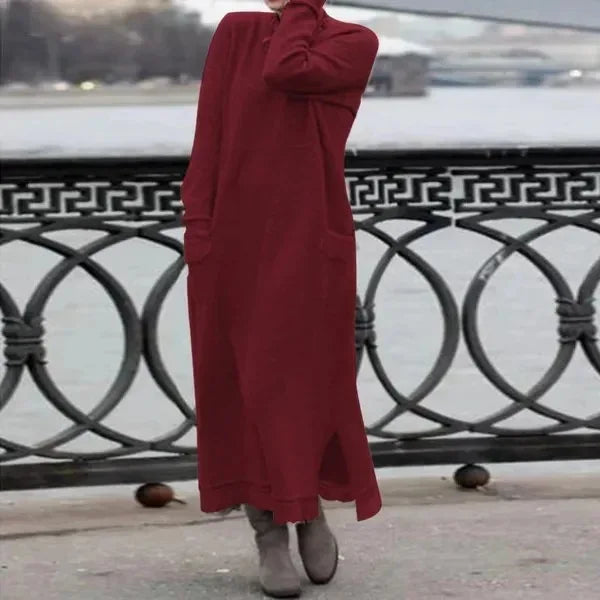 Delphine - Casual and warm long velvet dress