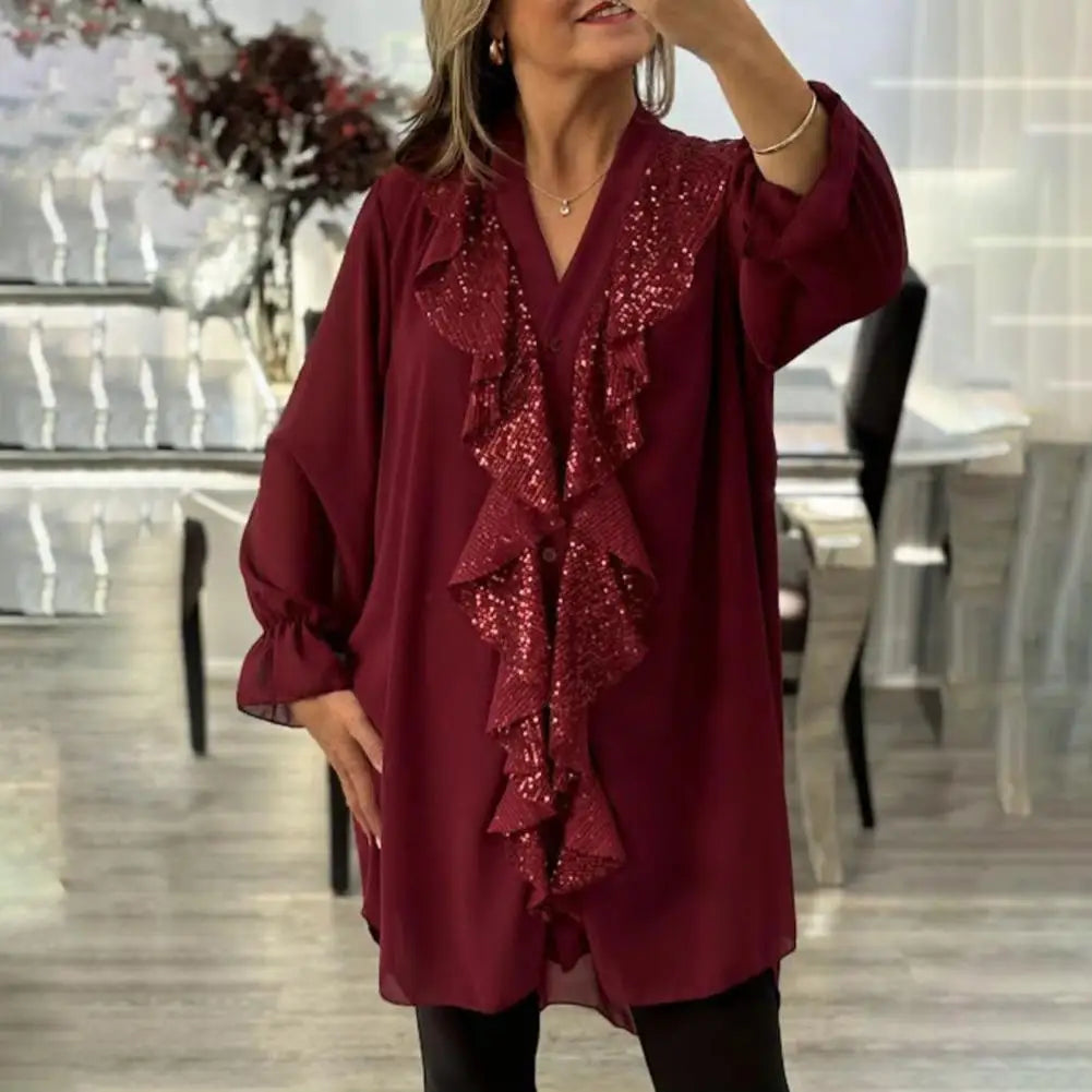 Tharalyn - Elegant Blouse with Flowing Ruffles