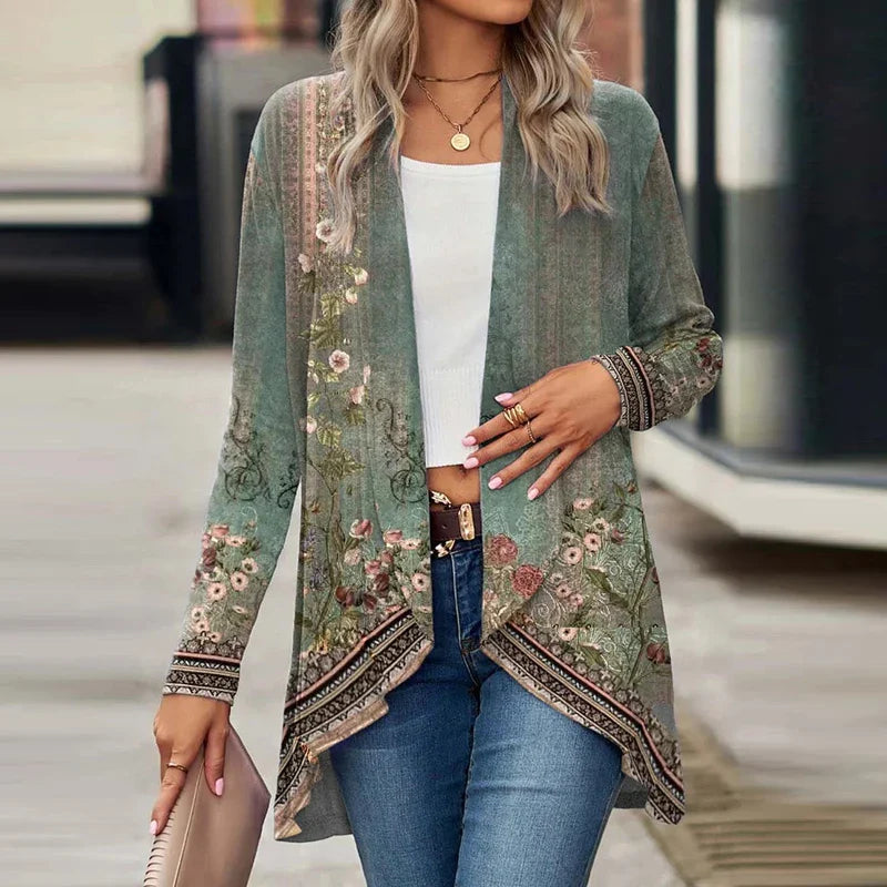 Jolindra - Lightweight Floral Open Neck Cardigan