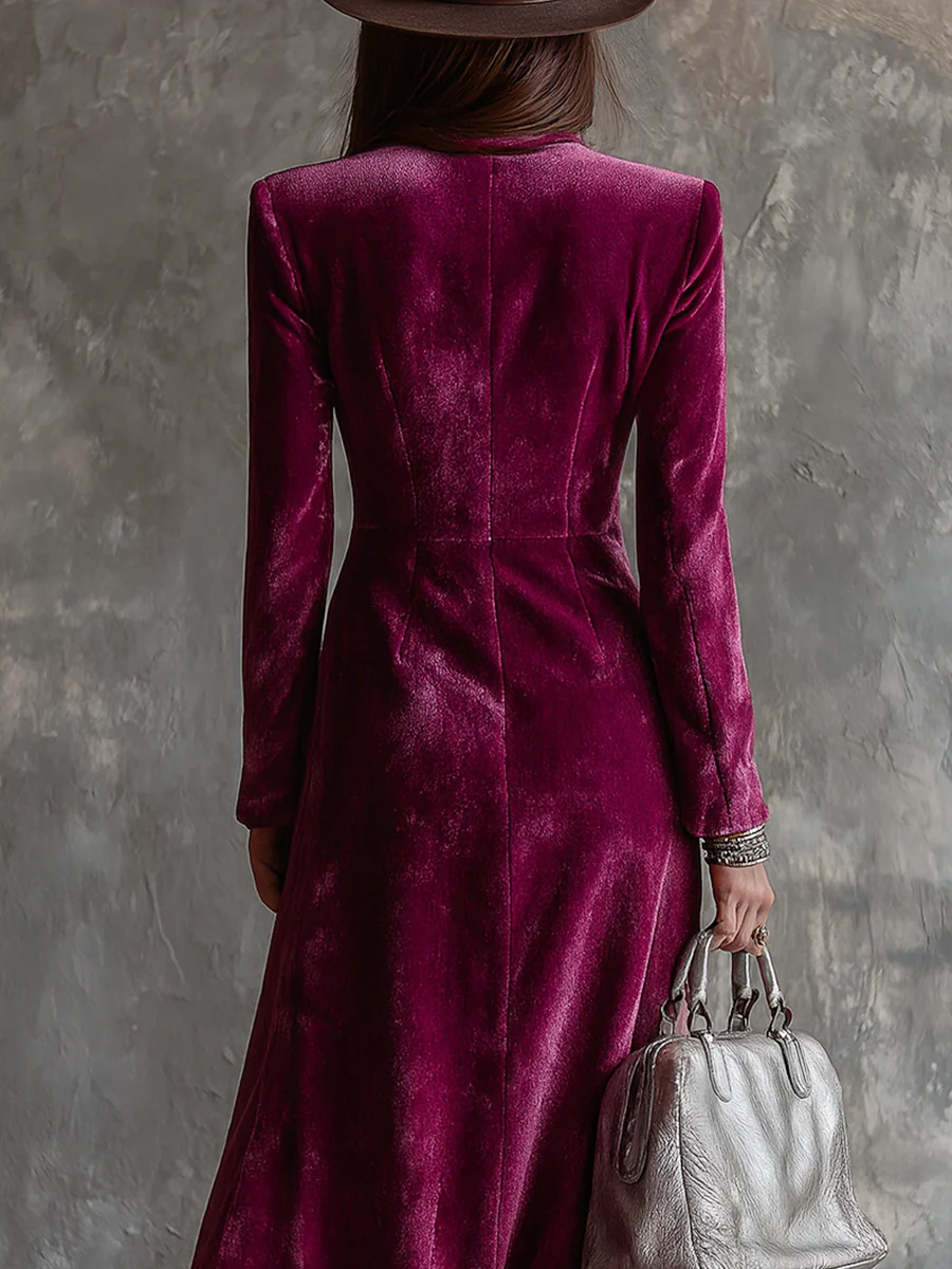Helavine - Elegant Velvet Long Blazer Dress