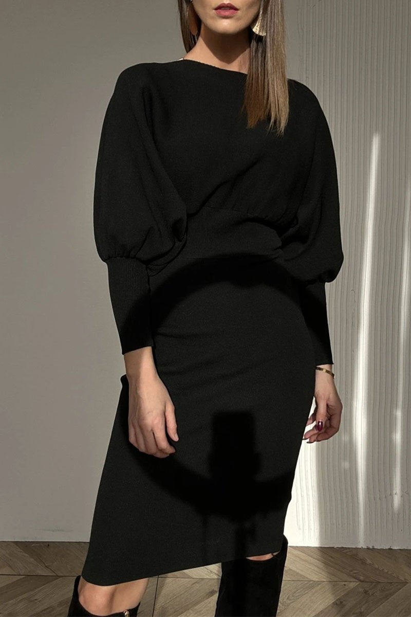 Norelle - Women's patchwork dress with long sleeves and round neck