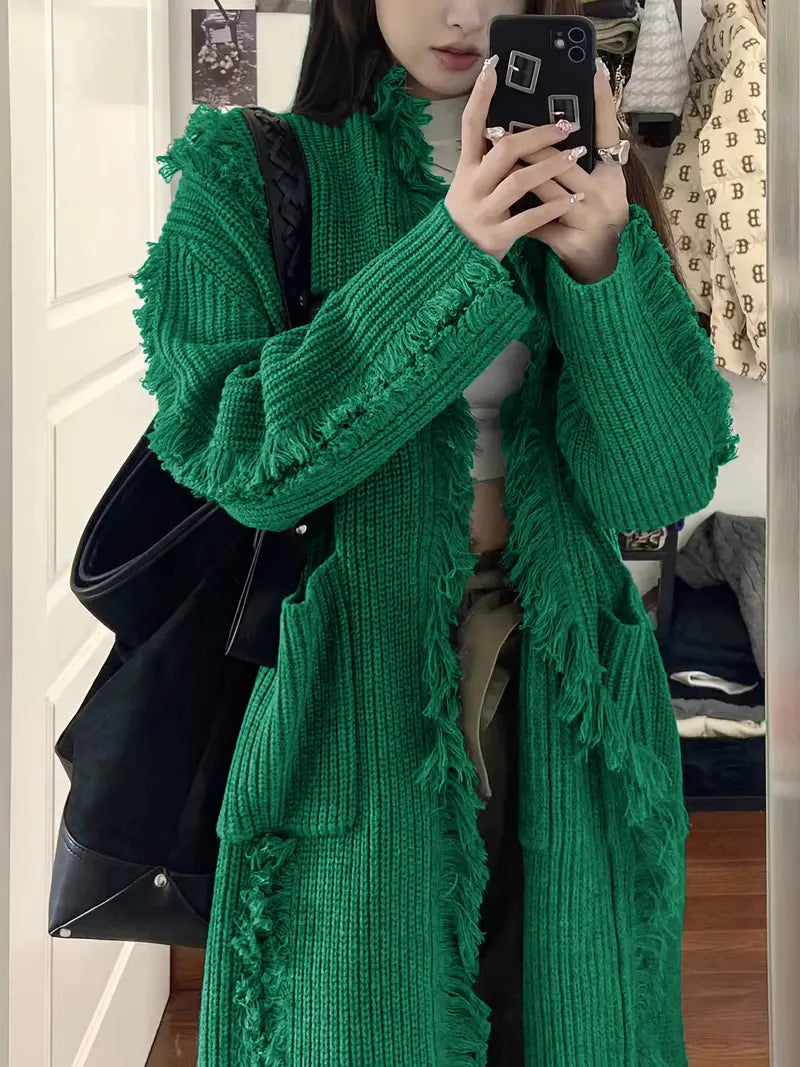 Reine - Long Fringed Cardigan - Casual and Trendy Style