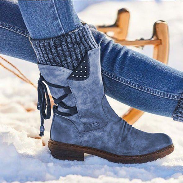 Ovelina - Women's Warm Lace-Up Ankle Boots for Winter