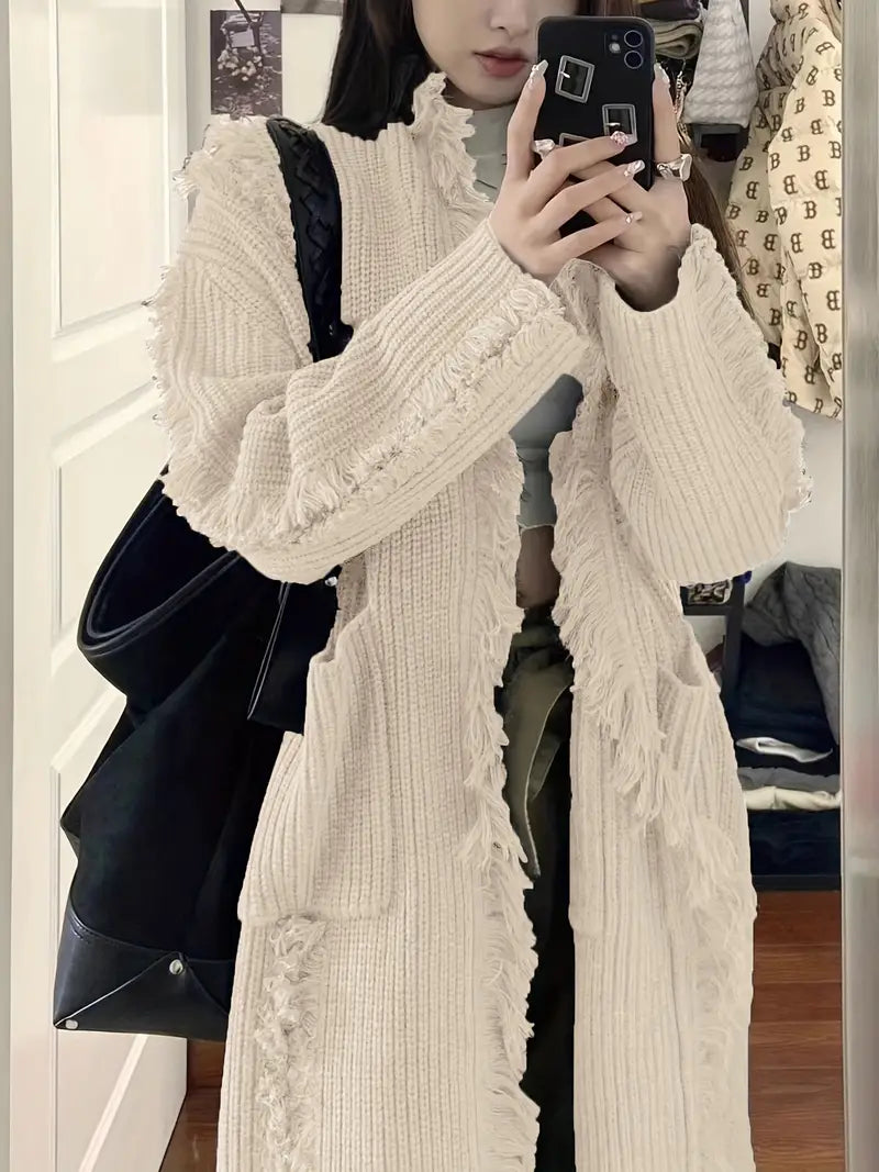 Reine - Long Fringed Cardigan - Casual and Trendy Style