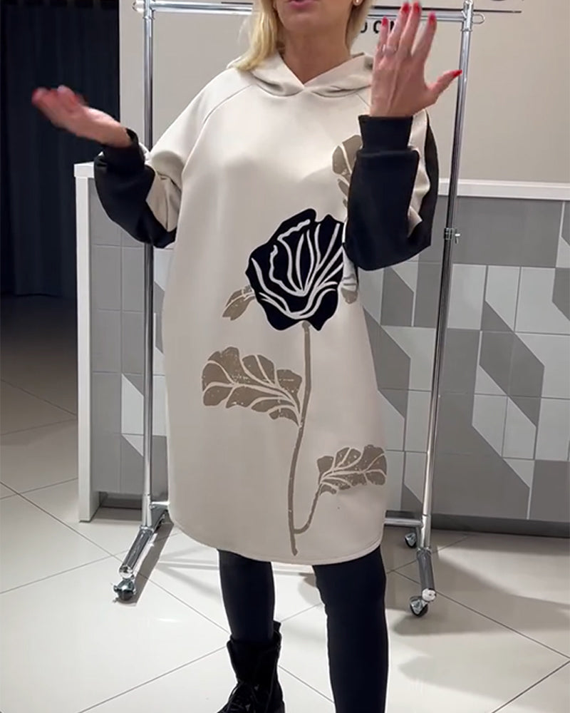 Kalirissa - Hooded Dress with Floral Print