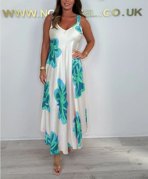 Carisia - Printed Strappy Maxi Dress for Light Summer Elegance