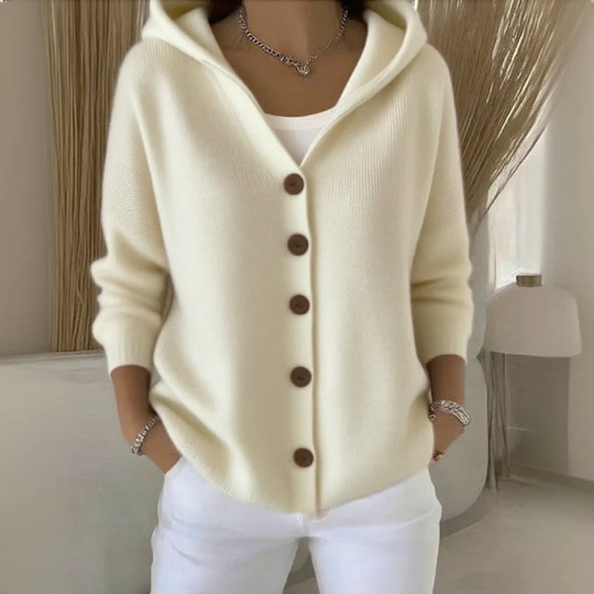 Julot - Women's cotton cardigan, plain, comfortable and casual, with long sleeves