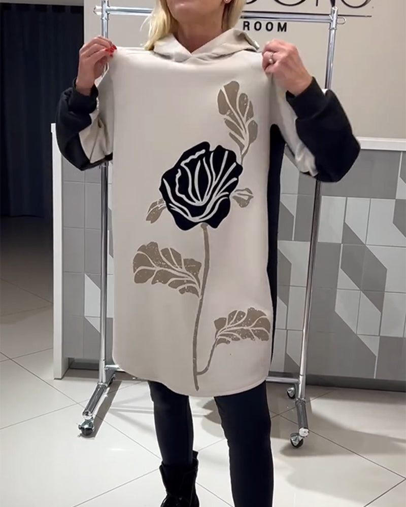 Kalirissa - Hooded Dress with Floral Print