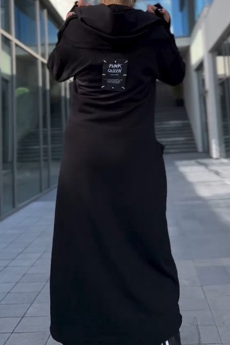 Sylvaya- Women's Hooded Sweater Dress with Long Sleeves