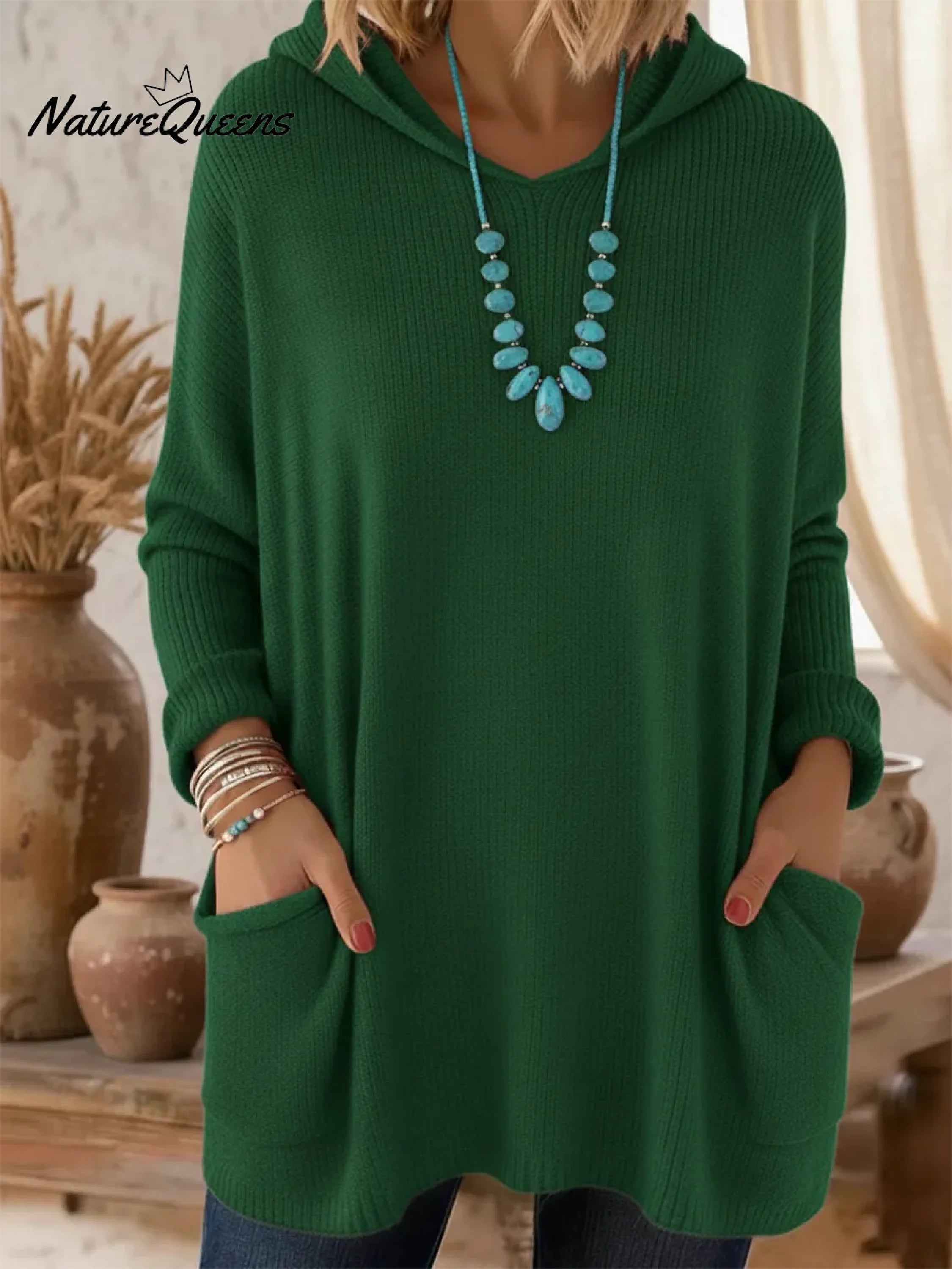 Fioranelle - Soft Hooded Sweater with Pockets