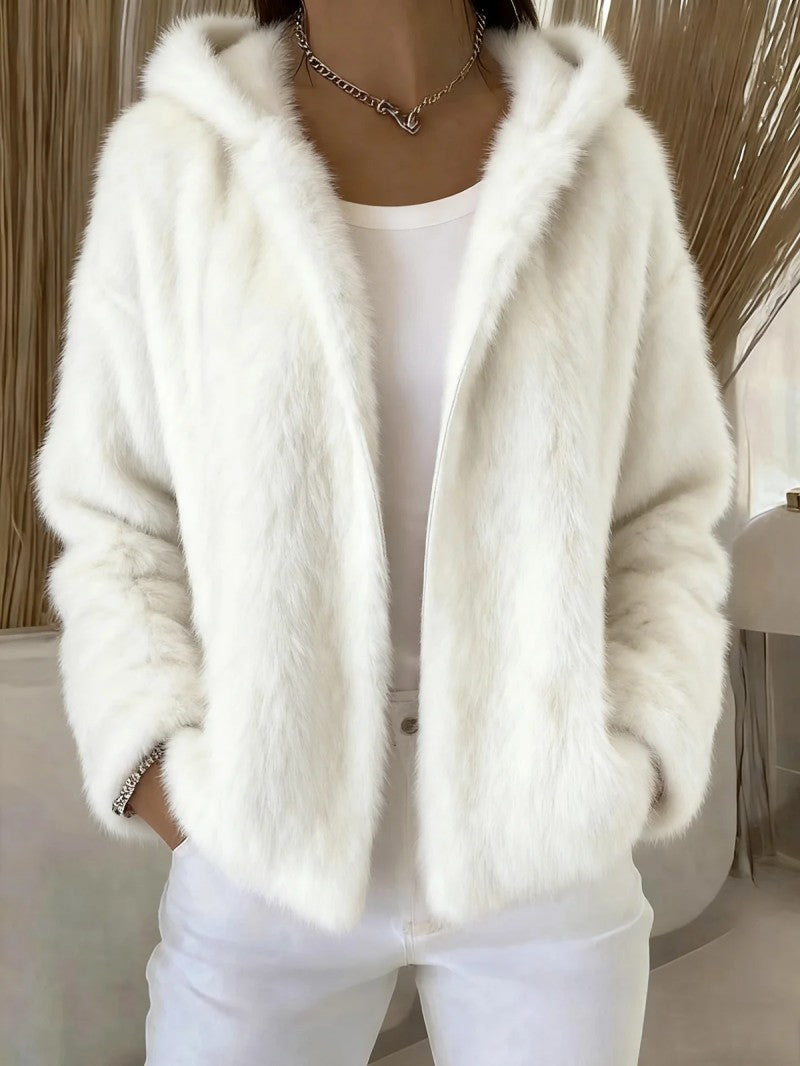 Pavirae - Soft Plush Zip-Up Hooded Jacket