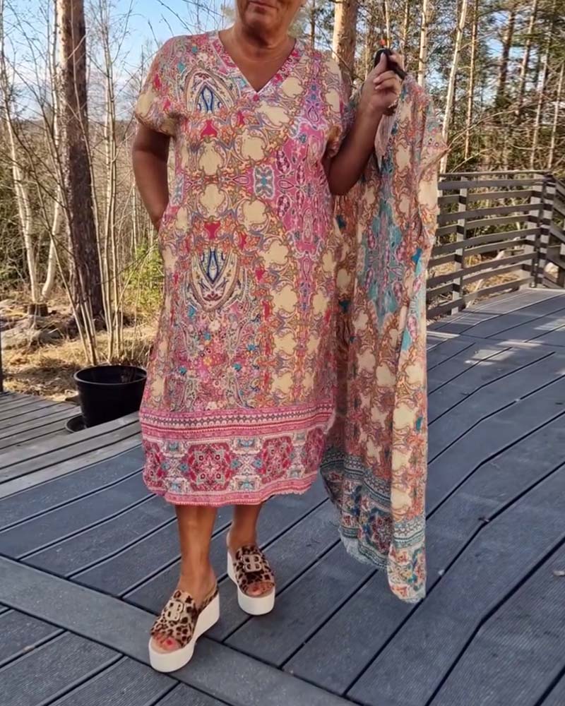 Ailina - Printed V-neck dress