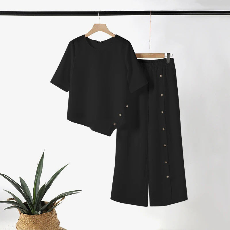 Amelina - Coordinated Set with Buttons for an Elegant and Casual Style