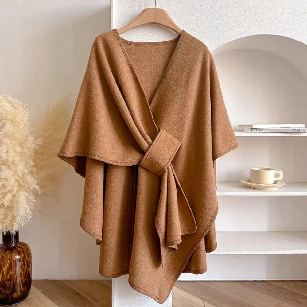 Brivana - Long Poncho Scarf in Soft Wool